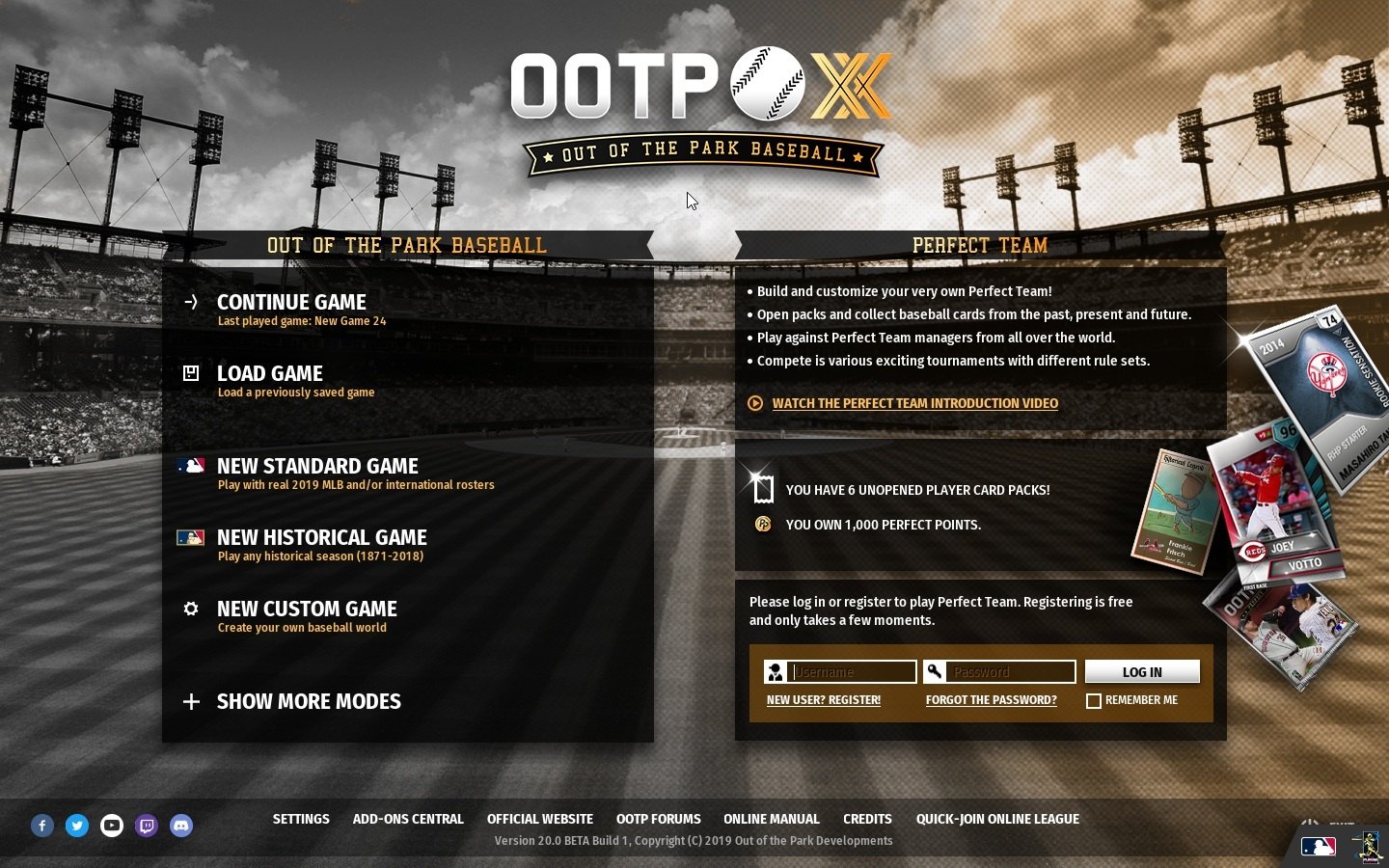 Out of the Park Baseball 20 Steam CD Key 120.58 $