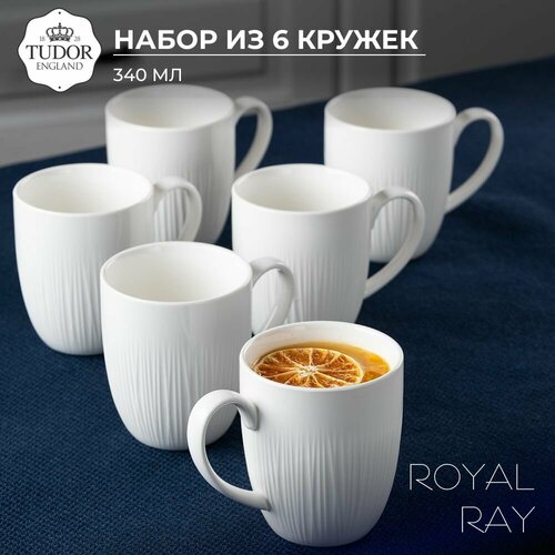 Набор кружек 340 мл чайный, кофейный набор из фарфора на 6 персон Tudor England Royal Ray 6шт. фотография