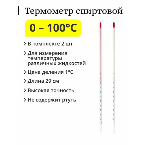 Термометр спиртовой 0-100С (2 шт.) фотография