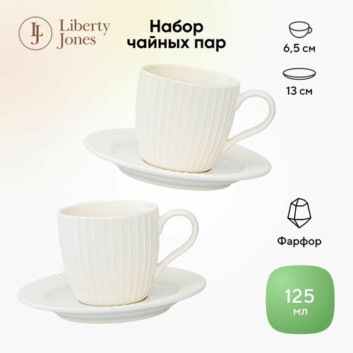 Набор чайных пар Liberty Jones Soft Ripples, 125 мл, белый матовый, 2 шт. фотография