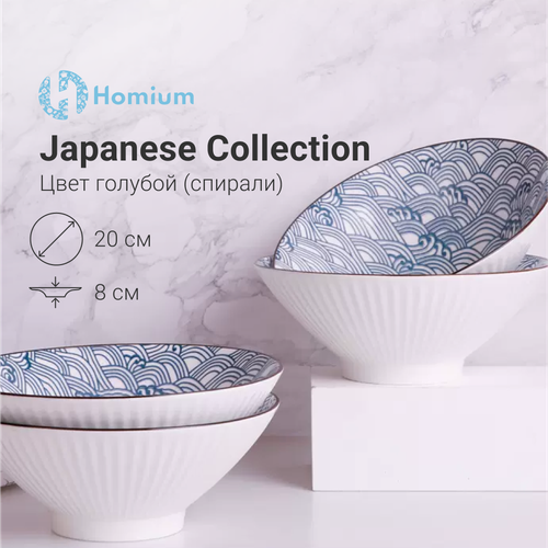 Тарелка глубокая суповая Homium, Japanese Collection, глубокая, цвет голубой, D20см (спирали), 1шт фотография