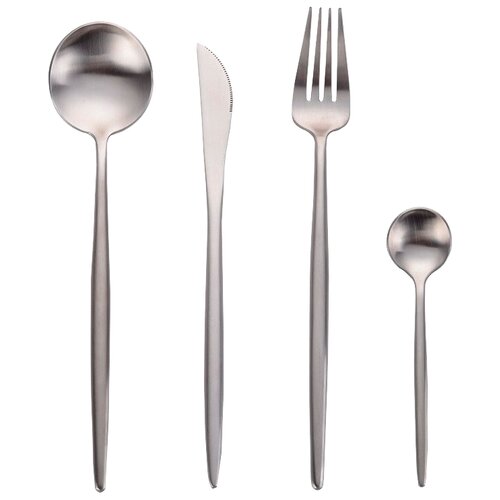 Xiaomi Набор столовых приборов Maison Maxx Stainless Steel Modern Flatware, 4 предмета Silver 1 4 фотография