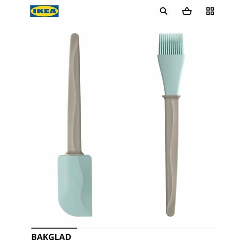 Набор IKEA BAKGLAD силиконовый кисть и лопатка 26см фотография