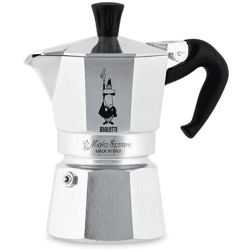 Гейзерная кофеварка Bialetti Moka Express 1162 (3 чашки)0.13 л, серебристый фотография