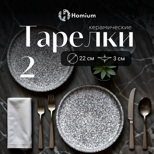 фотография Набор обеденных тарелок Homium Graphite, 2шт, D22см, цвет серый, купить за 1935 р