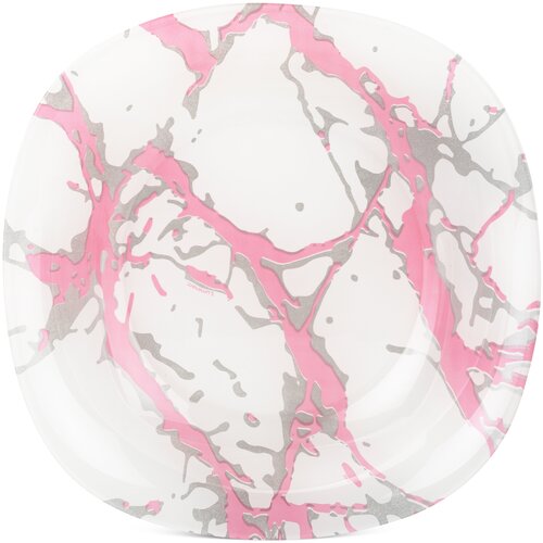 Тарелка суповая Marble Pink Silver 21 см. Luminarc фотография