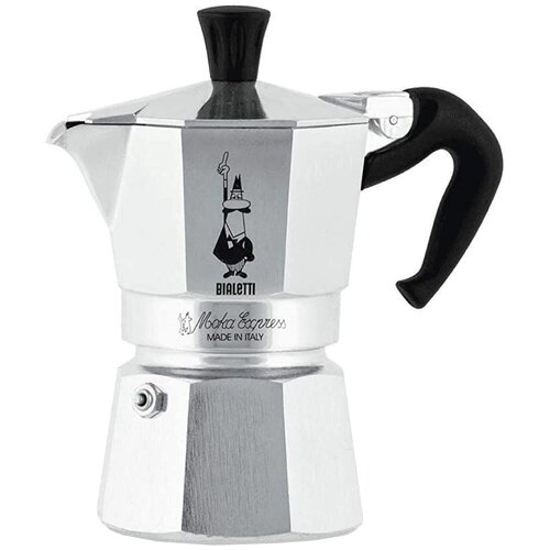 Гейзерная кофеварка Bialetti Moka Express 1168, 90 мл0.09 л, металлик фотография