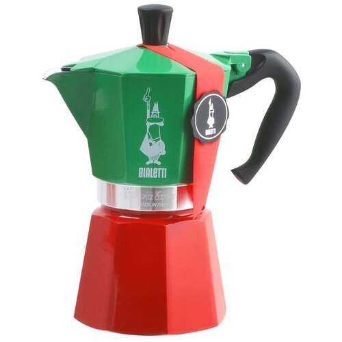 Гейзерная кофеварка Bialetti Moka Express Italia collection 0005323/NP, 270 мл0.27 л, зеленый/красный фотография