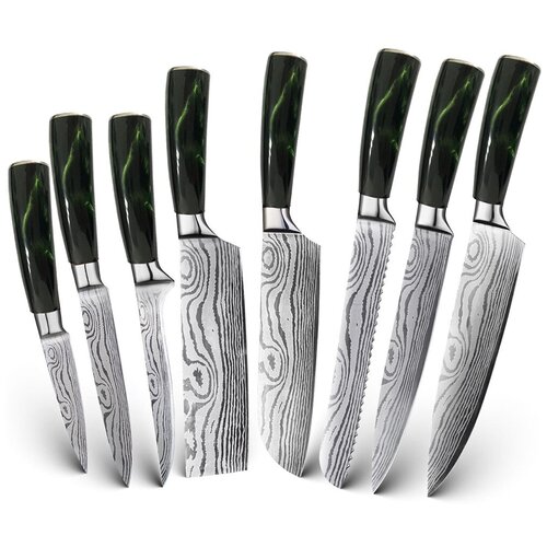 Набор кухонных ножей Xiaomi Spetime 8-Pieces Kitchen Knife Set Green (GE03KN8) фотография