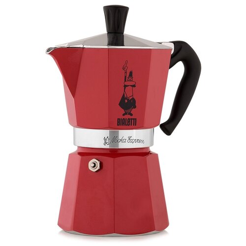 Гейзерная кофеварка Bialetti Moka Express (6 чашек), 270 мл0.27 л, красный фотография