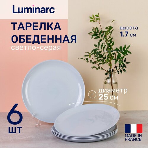 Набор тарелок обеденных 25 см. 6 шт. Luminarc DIWALI серые фотография