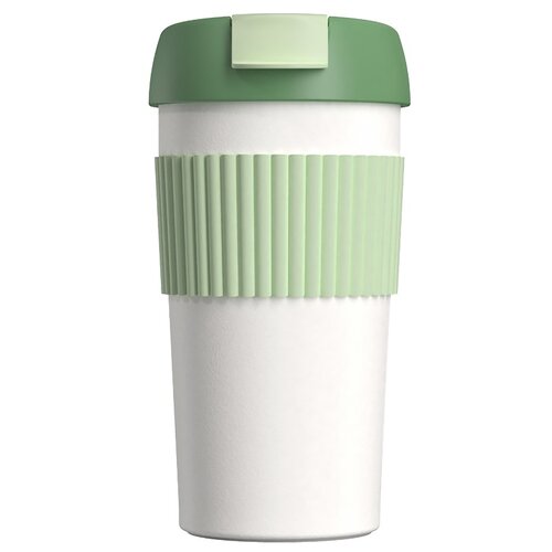 Термостакан-непроливайка KissKissFish Rainbow Vacuum Coffee Tumbler, green/white фотография