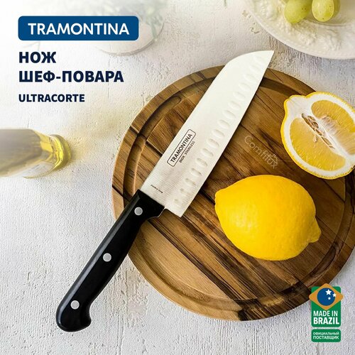 Нож кухонный Tramontina Ultracorte сантоку для мяса, лезвие 18 см фотография